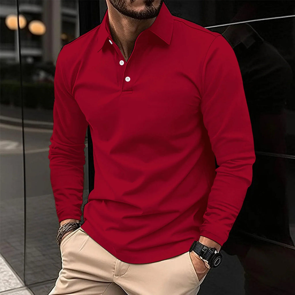 Men's Long Sleeve Polo Shirt with Tailored Fit - Mattia Cremasco