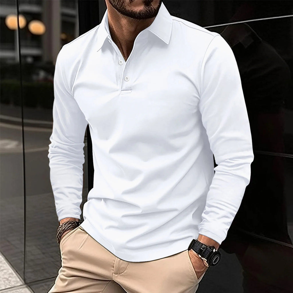 Men's Long Sleeve Polo Shirt with Tailored Fit - Mattia Cremasco