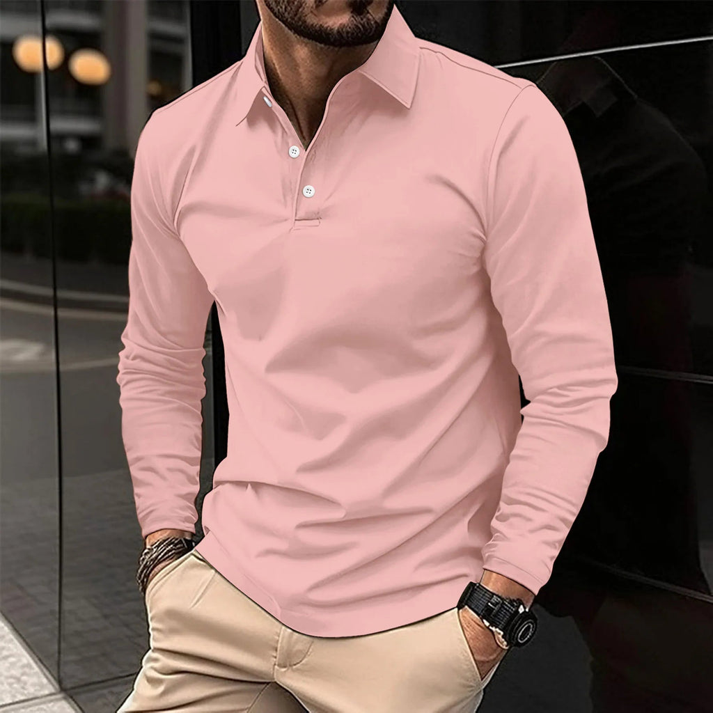 Men's Long Sleeve Polo Shirt with Tailored Fit - Mattia Cremasco
