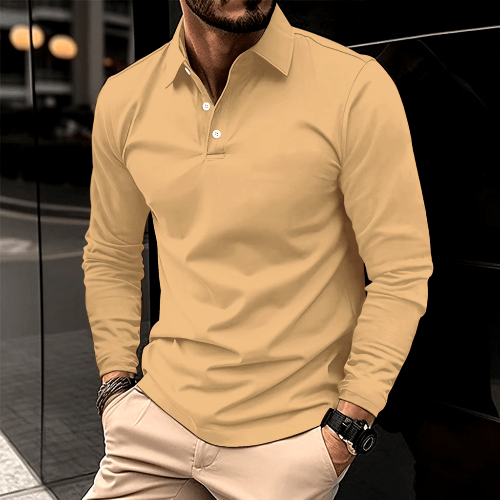 Men's Long Sleeve Polo Shirt with Tailored Fit - Mattia Cremasco
