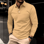 Men's Long Sleeve Polo Shirt with Tailored Fit - Mattia Cremasco