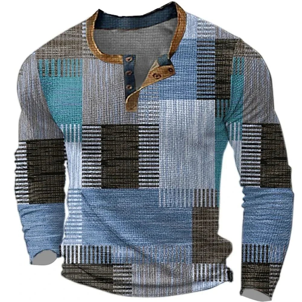 Men's Multicolor Patchwork Henley Shirt - Mattia Cremasco