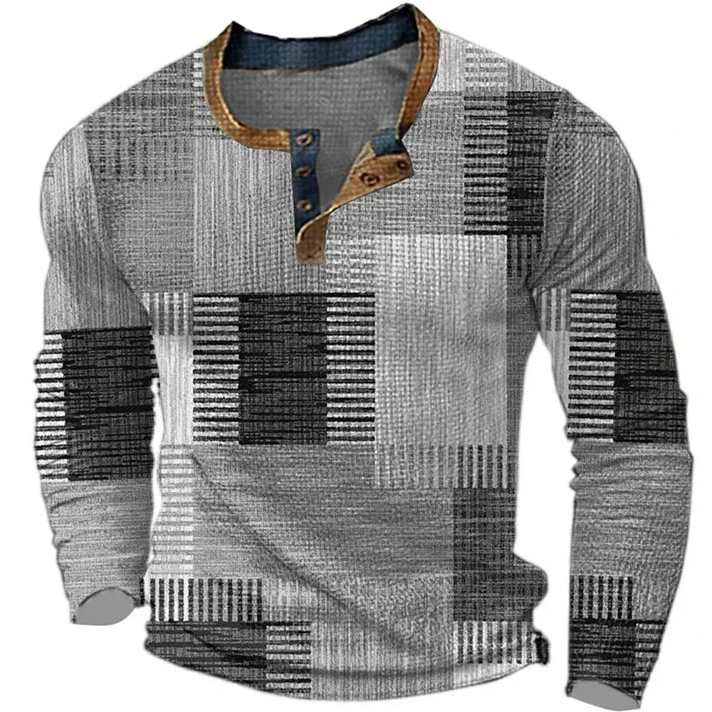 Men's Multicolor Patchwork Henley Shirt - Mattia Cremasco