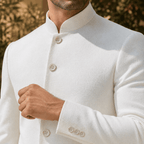 Men's Nehru Jacket with Stand Collar and Slim Fit - Mattia Cremasco