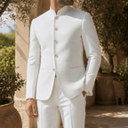 Men's Nehru Jacket with Stand Collar and Slim Fit - Mattia Cremasco