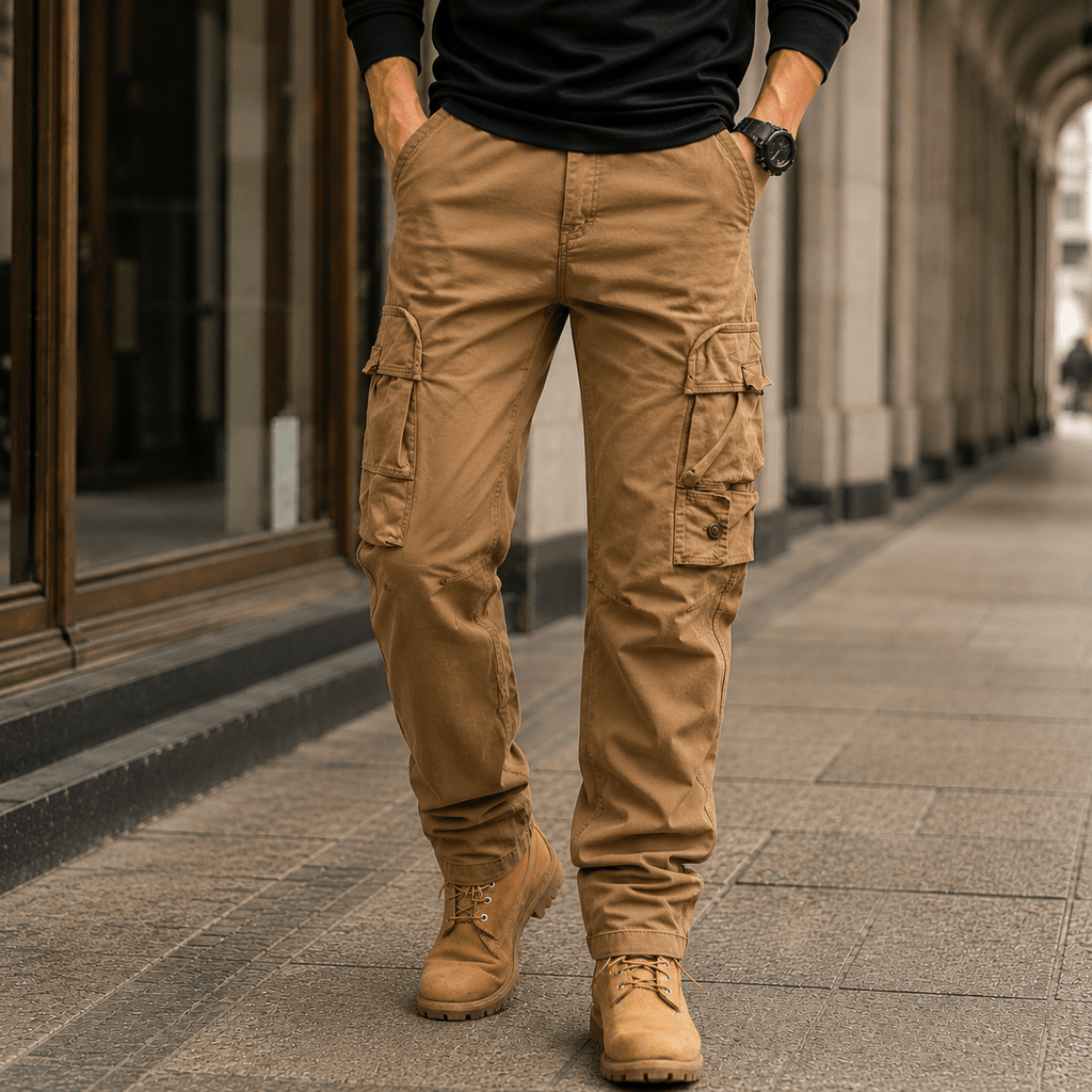 Men's Relaxed Cargo Pants with Straight Legs - Mattia Cremasco