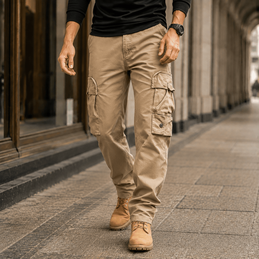 Men's Relaxed Cargo Pants with Straight Legs - Mattia Cremasco