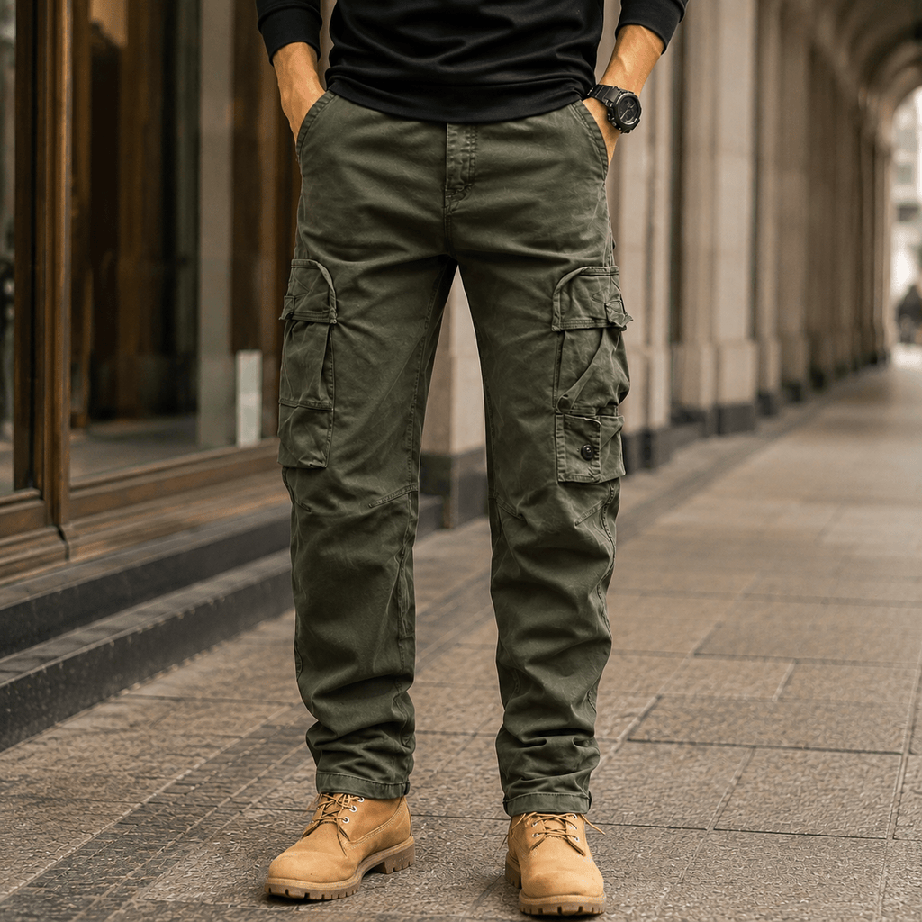 Men's Relaxed Cargo Pants with Straight Legs - Mattia Cremasco