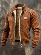 Men's Sherpa-Lined Leather Zip-Up Jacket - Mattia Cremasco