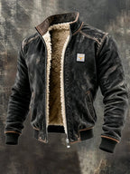 Men's Sherpa-Lined Leather Zip-Up Jacket - Mattia Cremasco