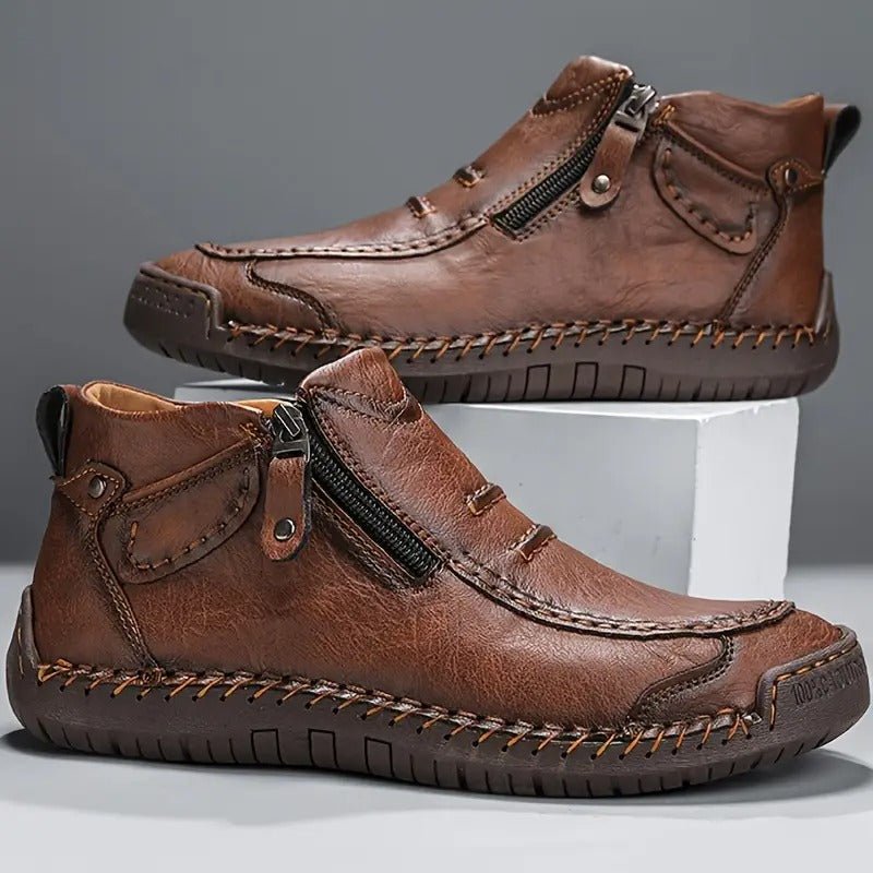 Men's Side-Zip Casual Ankle Boots with Raised Sole - Mattia Cremasco