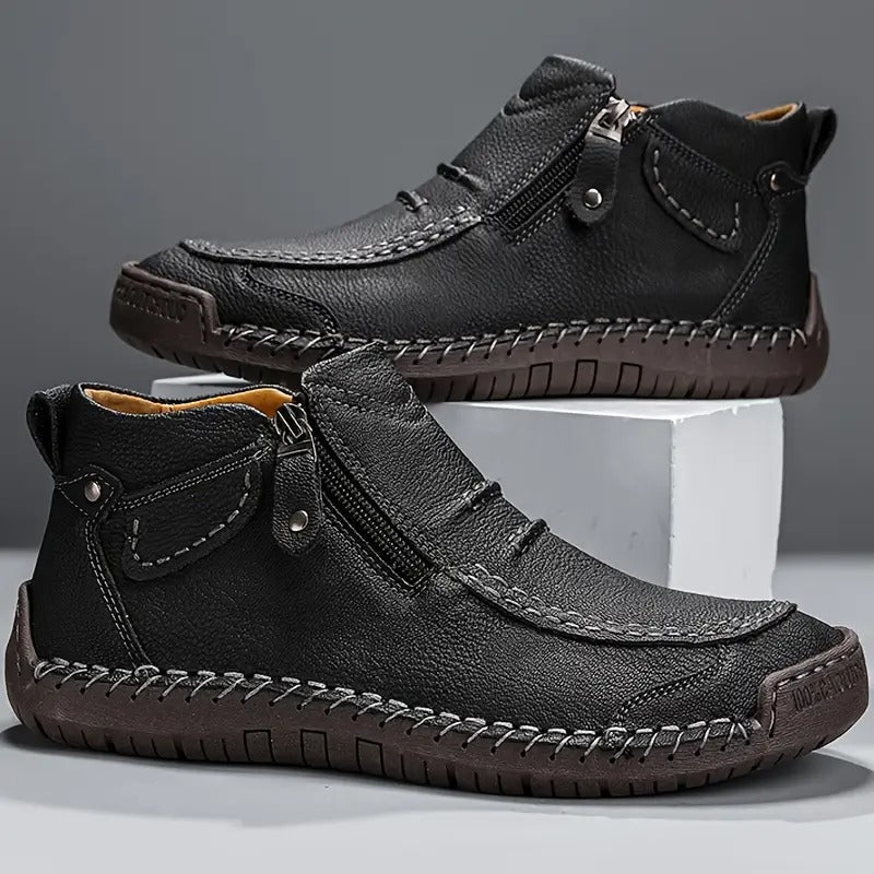 Men's Side-Zip Casual Ankle Boots with Raised Sole - Mattia Cremasco