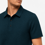 Men’s Textured Short-Sleeve Polo Shirt – Dark Petrol Blue - MattiaCremasco