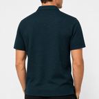 Men’s Textured Short-Sleeve Polo Shirt – Dark Petrol Blue - MattiaCremasco