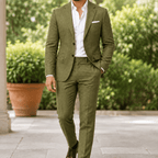 Men's Two-Piece Tailored Suit with Tapered Pants - Mattia Cremasco