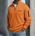 Men's Waffle Knit Quarter-Zip Shirt with Stand Collar - Mattia Cremasco