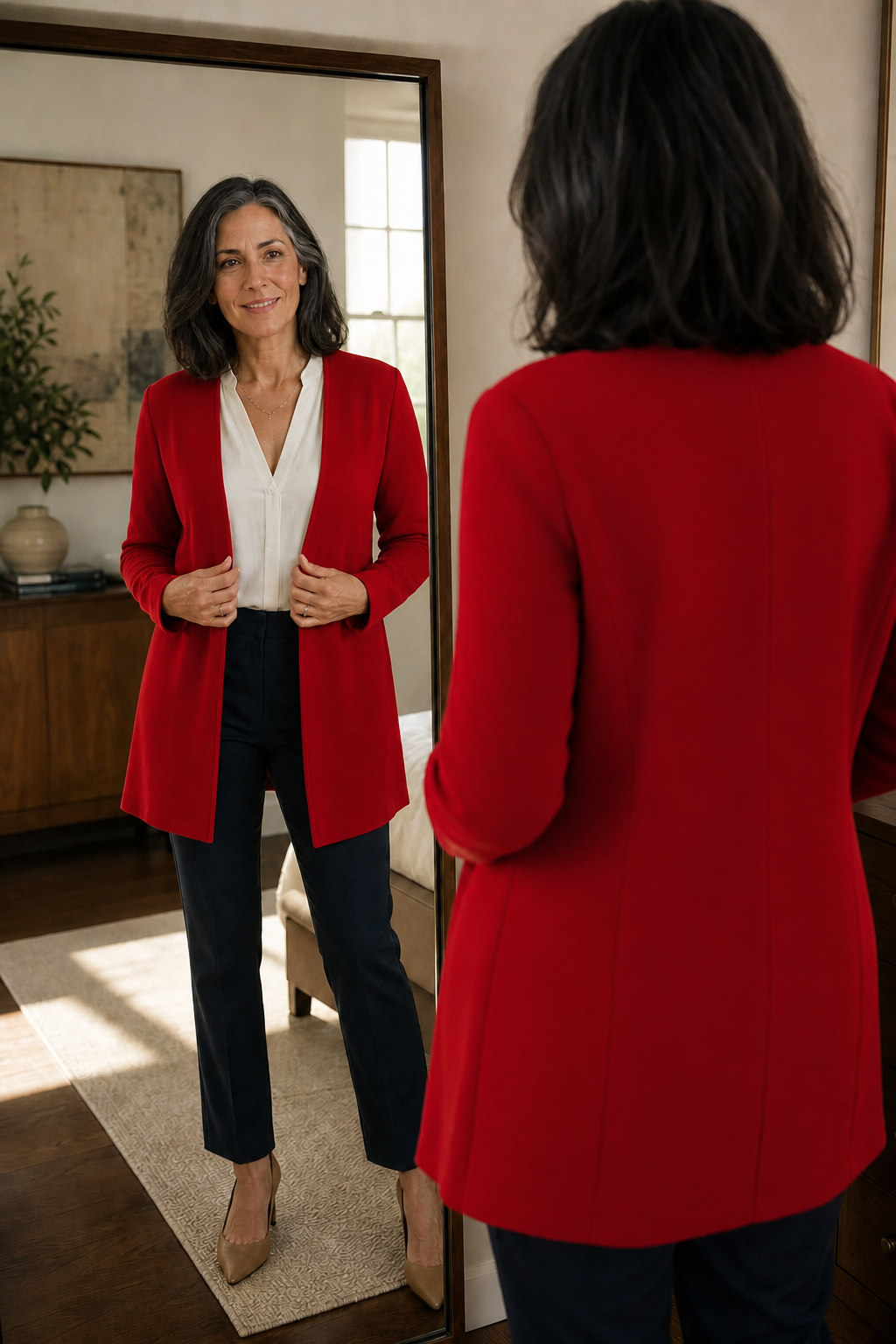 Women's V-Neck Single-Button A-Line Blazer