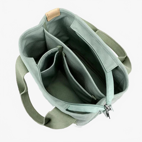 Women's Canvas Organizer Tote with Shoulder Strap