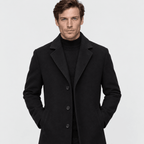 Savile – Classic Single-Breasted Notched-Lapel Wool Overcoat (Black) - MattiaCremasco