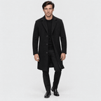 Savile – Classic Single-Breasted Notched-Lapel Wool Overcoat (Black) - MattiaCremasco