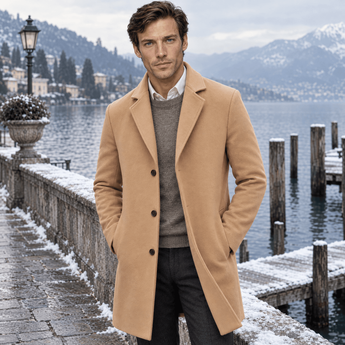 Savile – Classic Single-Breasted Notched-Lapel Wool Overcoat (Camel) - MattiaCremasco