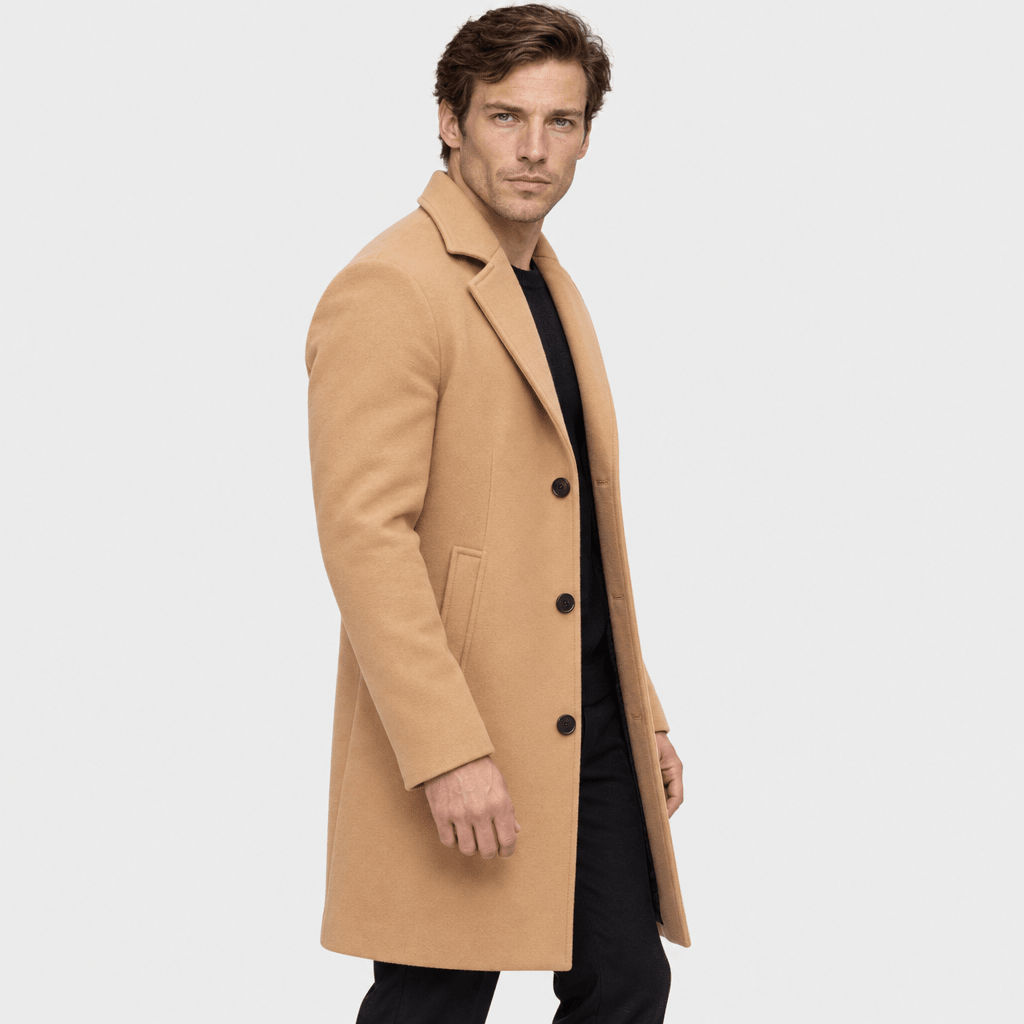Savile – Classic Single-Breasted Notched-Lapel Wool Overcoat (Camel) - MattiaCremasco