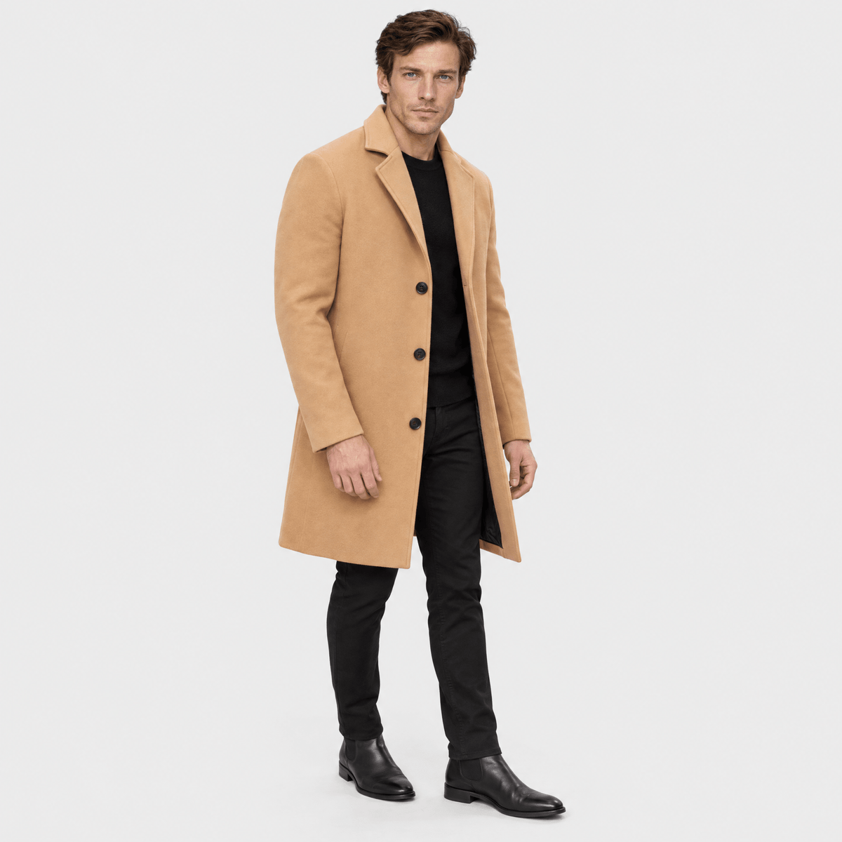 Savile – Classic Single-Breasted Notched-Lapel Wool Overcoat (Camel) - MattiaCremasco