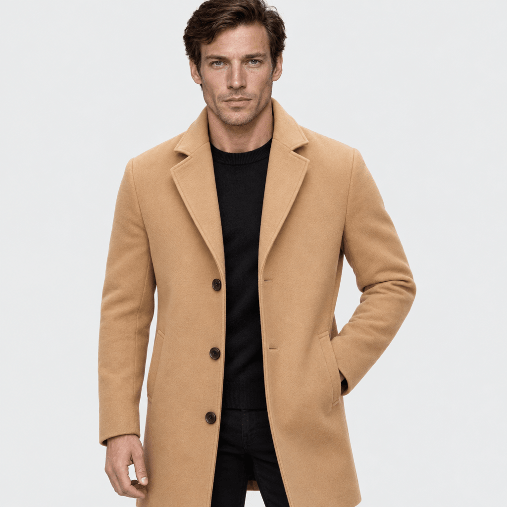 Savile – Classic Single-Breasted Notched-Lapel Wool Overcoat (Camel) - MattiaCremasco