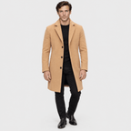 Savile – Classic Single-Breasted Notched-Lapel Wool Overcoat (Camel) - MattiaCremasco