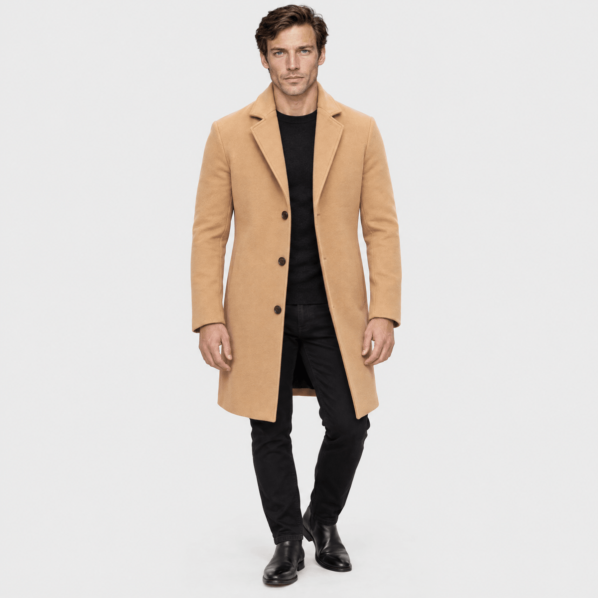 Savile – Classic Single-Breasted Notched-Lapel Wool Overcoat (Camel) - MattiaCremasco