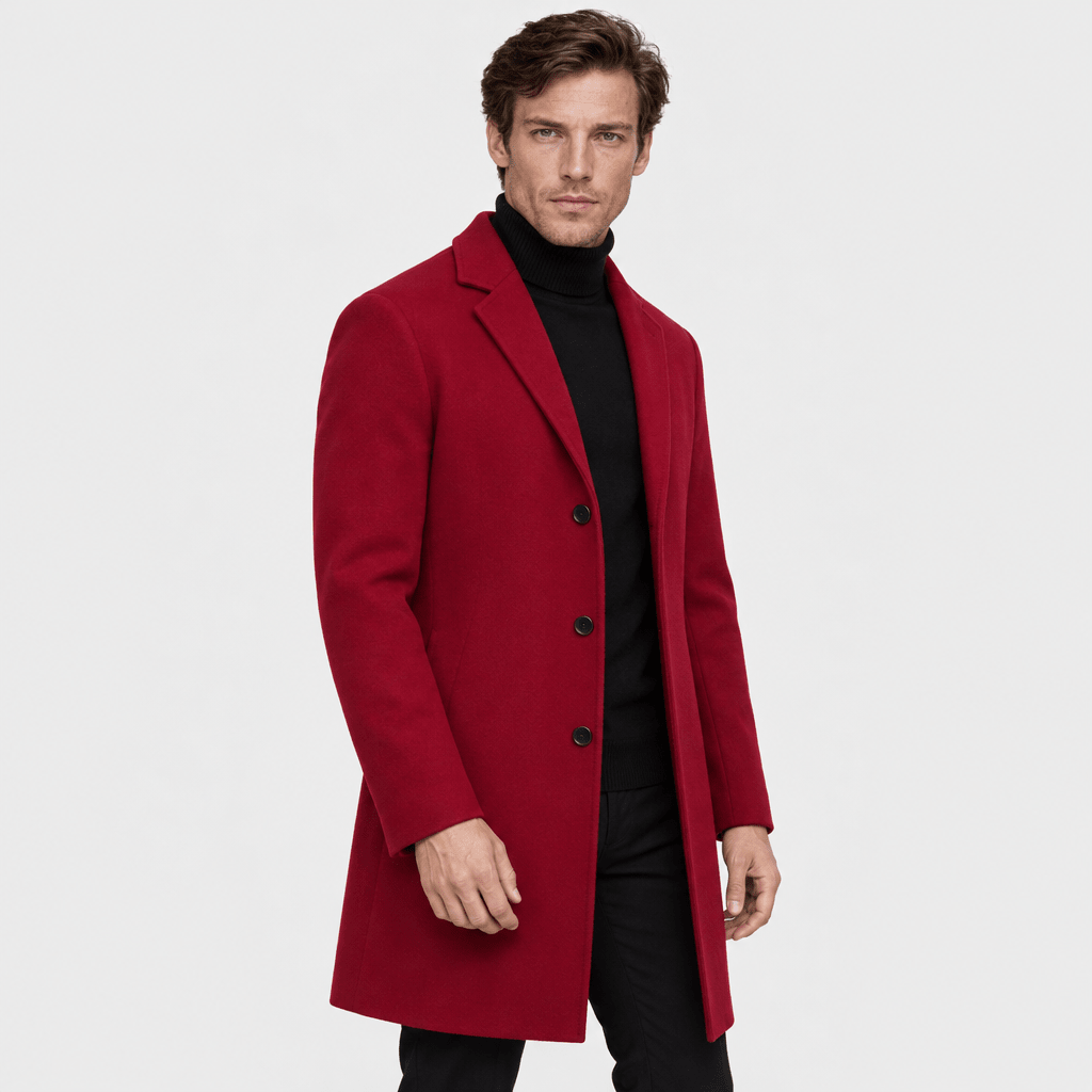 Savile – Classic Single-Breasted Notched-Lapel Wool Overcoat (Crimson Red) - MattiaCremasco