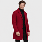 Savile – Classic Single-Breasted Notched-Lapel Wool Overcoat (Crimson Red) - MattiaCremasco