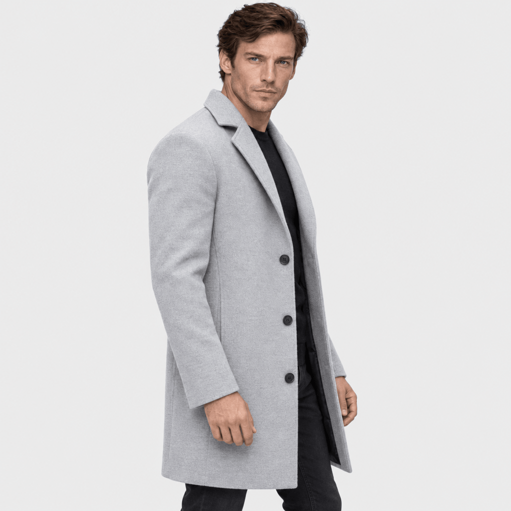 Savile – Classic Single-Breasted Notched-Lapel Wool Overcoat (Light Grey) - MattiaCremasco