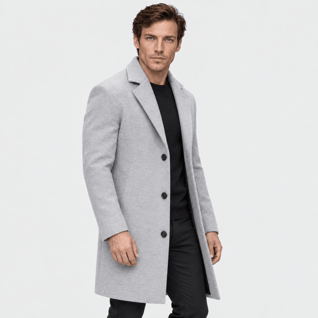 Savile – Classic Single-Breasted Notched-Lapel Wool Overcoat (Light Grey) - MattiaCremasco
