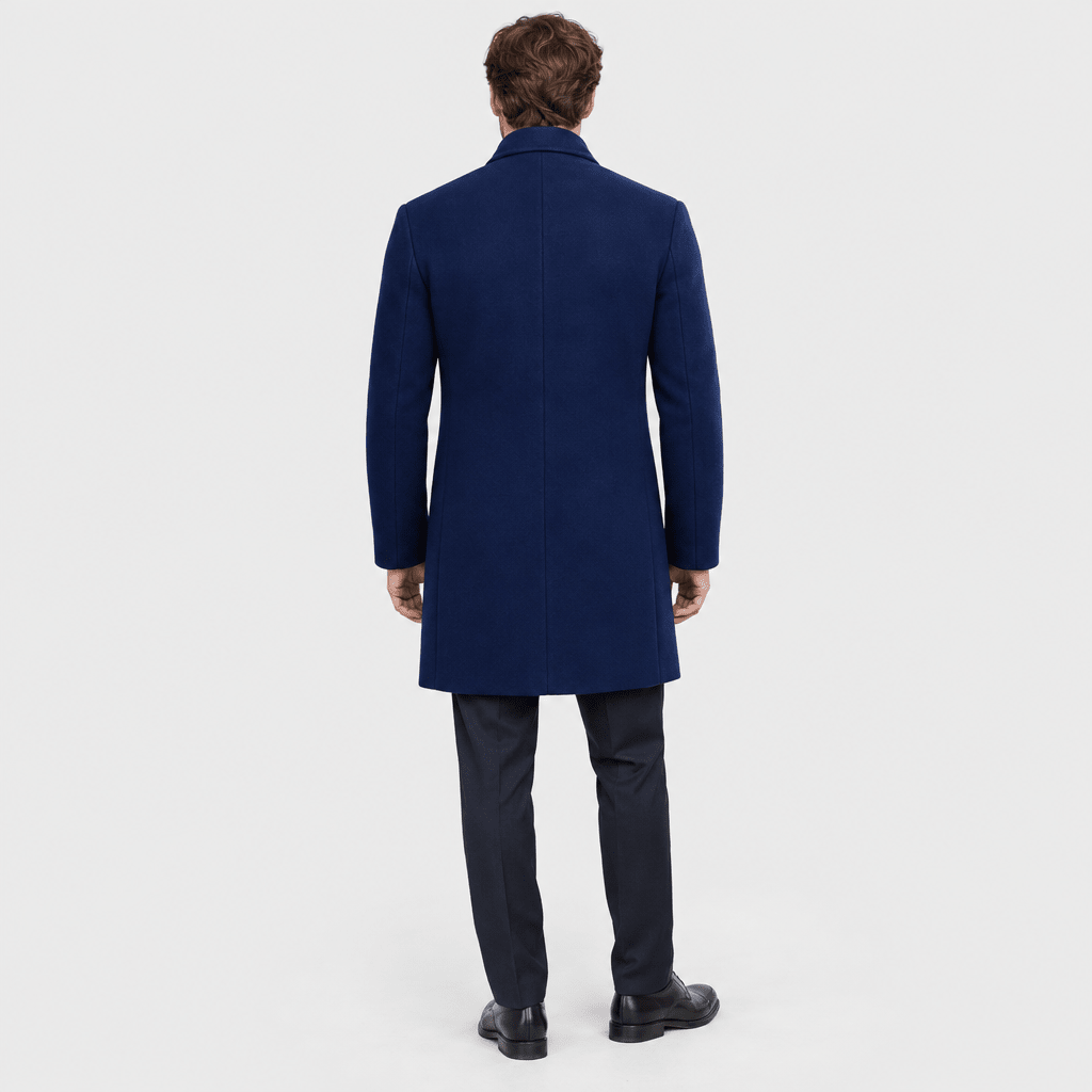 Savile – Classic Single-Breasted Notched-Lapel Wool Overcoat (Navy Blue) - MattiaCremasco