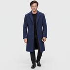 Savile – Classic Single-Breasted Notched-Lapel Wool Overcoat (Navy Blue) - MattiaCremasco