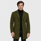 Savile – Classic Single-Breasted Notched-Lapel Wool Overcoat (Olive Green) - MattiaCremasco