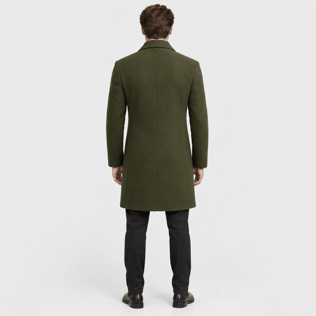 Savile – Classic Single-Breasted Notched-Lapel Wool Overcoat (Olive Green) - MattiaCremasco