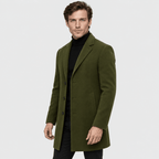 Savile – Classic Single-Breasted Notched-Lapel Wool Overcoat (Olive Green) - MattiaCremasco
