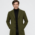 Savile – Classic Single-Breasted Notched-Lapel Wool Overcoat (Olive Green) - MattiaCremasco