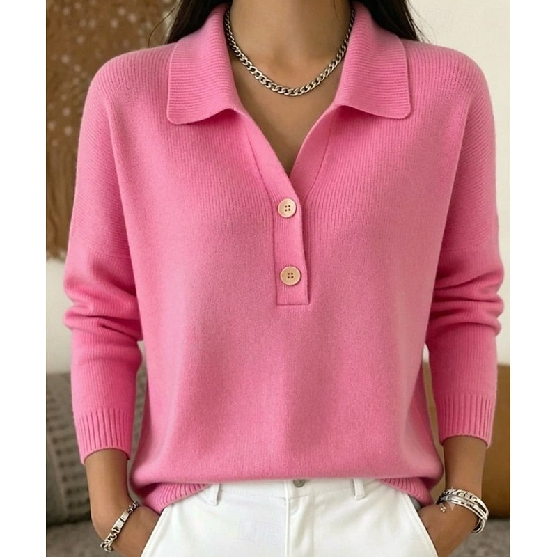 Women's Collared Half-Button Knit Pullover