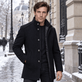 Sentinel – Minimalist Stand-Collar Wool Overcoat (Dark Navy) - MattiaCremasco