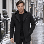 Sovereign – Tailored Dual-Collar Wool Overcoat (Black) - MattiaCremasco