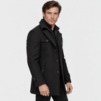 Sovereign – Tailored Dual-Collar Wool Overcoat (Black) - MattiaCremasco
