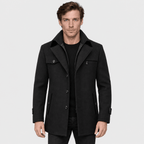 Sovereign – Tailored Dual-Collar Wool Overcoat (Black) - MattiaCremasco