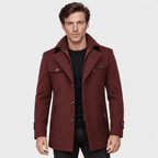 Sovereign – Tailored Dual-Collar Wool Overcoat (Burgundy) - MattiaCremasco