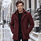 Sovereign – Tailored Dual-Collar Wool Overcoat (Burgundy) - MattiaCremasco