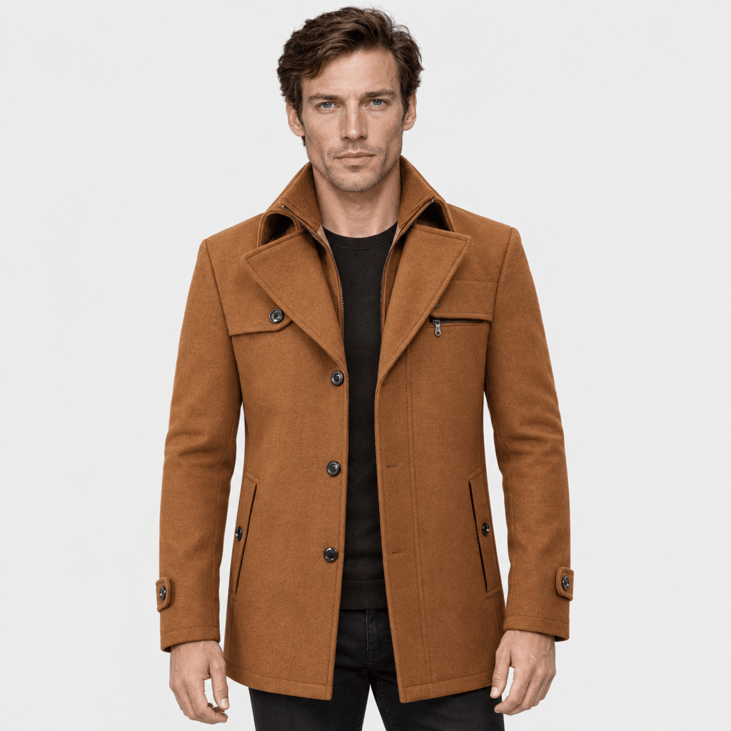 Sovereign – Tailored Dual-Collar Wool Overcoat (Camel) - MattiaCremasco