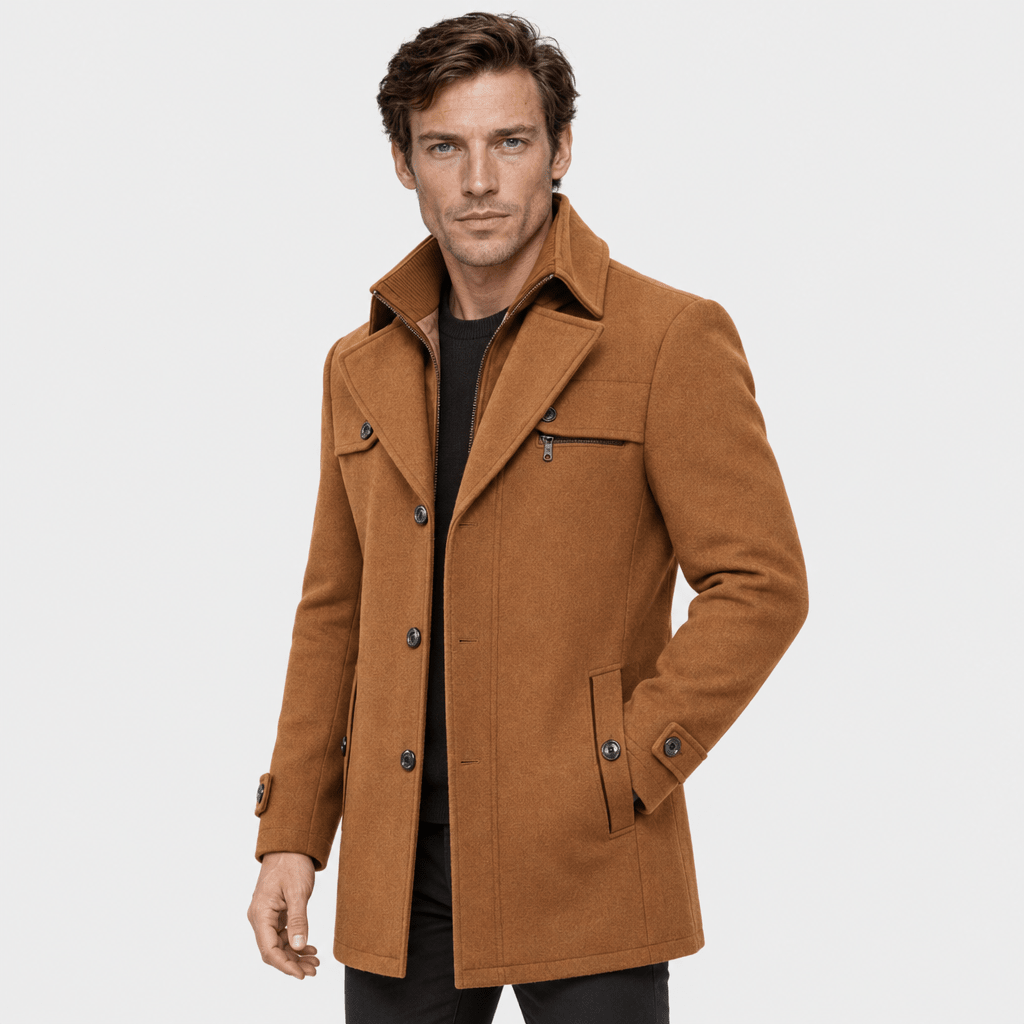 Sovereign – Tailored Dual-Collar Wool Overcoat (Camel) - MattiaCremasco