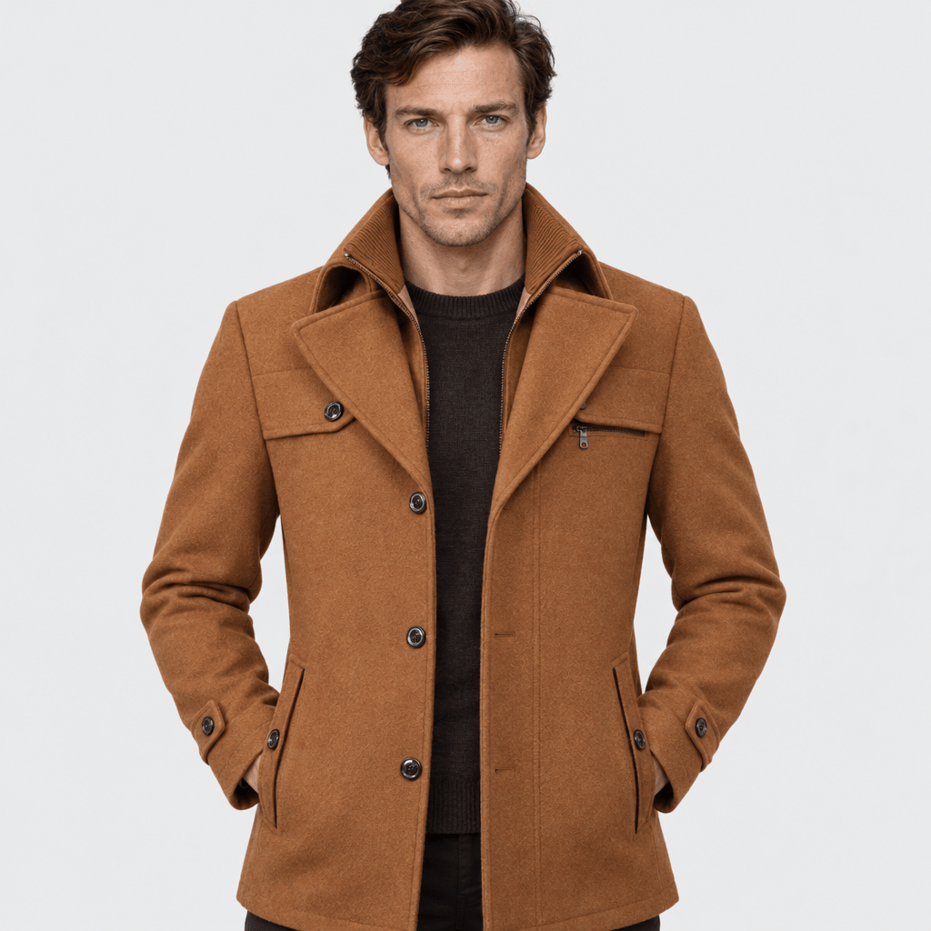 Sovereign – Tailored Dual-Collar Wool Overcoat (Camel) - MattiaCremasco